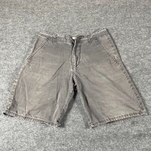 VTG Ocean Pacific OP Shorts Mens 34‎ Gray Flat Front AOP Faded Worn Cotton Retro